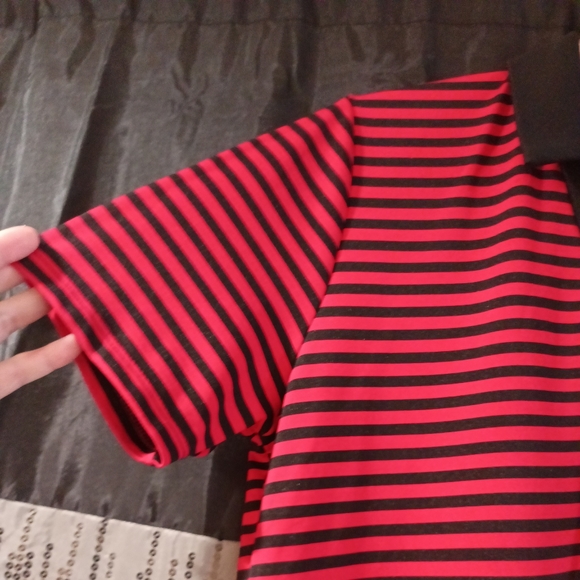 Vintage 90's Adrian Karen Striped Red & Black Pullover Collared Dress 1X - Picture 3 of 5